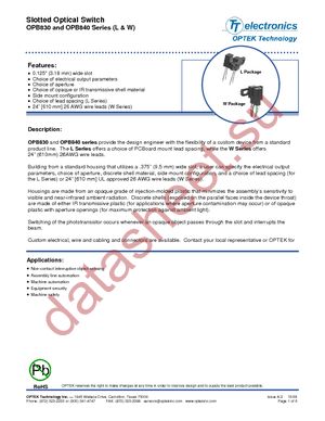 OPB847L55 datasheet  